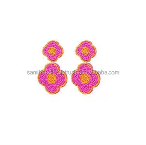Femmes coeur conception vacances broderie perle de rocaille boucles d'oreilles mode Occasion bijoux - Product Image 2