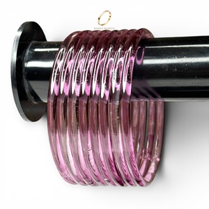 Elegante y Popular Juego de Brazaletes de Cristal Kashmiri con Corte Esmeralda en Color Morado Claro, Joyería India Moderna para Uso Diario y Fiestas - Product Image 4