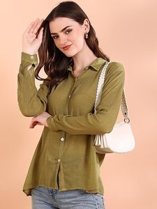 Camisa Holgada de Manga Larga con Cuello Abotonado y Estampado Tie-Dye Hecho a Mano en Rayón para Mujer, Marca Maaesa - Product Image 6