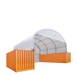 Container Shelter a Doppia Tralicciatura 30FT X 20FT con Copertura in PVC Resistente da 17 oz, Parete Terminale Chiusa e Frontale Apribile TMG DT3020CF - Capanno di Stoccaggio - Product Image 3