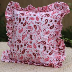 Housses de coussin décoratives rectangulaires bohèmes indiennes faites à la main, imprimées au bloc, à volants floraux, pour oreillers décoratifs - Product Image 4