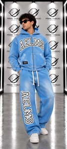 Ensemble survêtement homme personnalisé à capuche zippé, coupe oversize, style streetwear vintage délavé avec motifs, pantalon de jogging ample, deux pièces – Vente chaude - Product Image 6