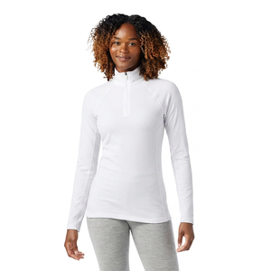 Haut sportif pour femme, col roulé, manches longues, fermeture éclair quart de tour, noir, coupe ajustée, tricoté en polyester, séchage rapide, couleur unie, pour l'automne - Product Image 3