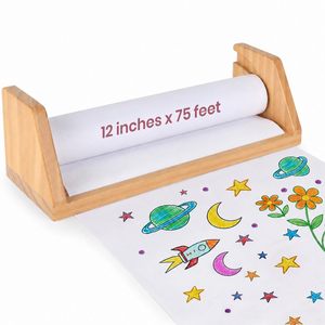 Dispenser per Rotoli di Carta da Disegno in Legno per Bambini, Supporto per Carta da Tavolo per Pittura, Colorazione, Artigianato e Attività Fai-da-Te - Product Image 4