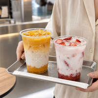 Gobelets à bulles en PET avec logo personnalisé et couvercles, 12 oz et 16 oz, gobelets jetables transparents pour café et boissons froides, vente en gros