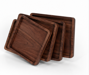 Handmade Durable Polished Eco-Friendly Acacia Wood <b>Square</b> Serving Tray <b>Set</b> for Tea Coffee Snacks Kitchen & Dining - Product Image 4