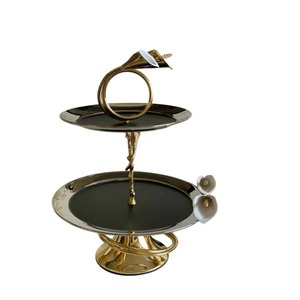 Top Trending Two Tier Oval Serving Tray Metal Polished Modern Design Party Dessert Display <b>Rack</b> - Product Image 6