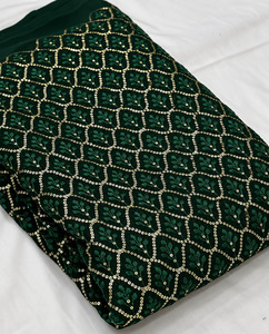 SQ <b>embroidery</b> <b>fabric</b> beaded <b>fabric</b> embroidered silk <b>fabric</b> chiffon <b>fabric</b> abaya <b>fabric</b> kaftan material wholesale export bulk usa - Product Image 3