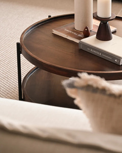 โต๊ะกาแฟไม้โมเดิร์น Madera Finekraft หน้าไม้ โครงโลหะ พร้อมชั้นวางของ เฟอร์นิเจอร์ห้องนั่งเล่น ดีไซน์มินิมอล พับได้ รับประกัน 1 ปี - Product Image 5