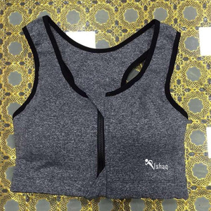 Soutien-gorge de sport pour femme rose et noir en spandex, dos nageur, maintien élevé, coussinets amovibles, sans coutures, respirant, avec fermeture éclair frontale, pour fitness et yoga - Product Image 6
