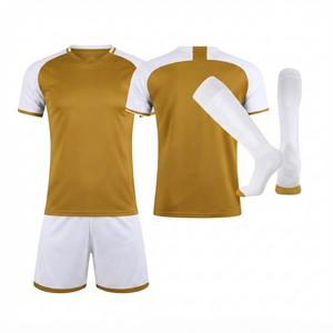 Ensemble de maillots de football personnalisés blancs moutarde, respirants, unisexes, uniformes de football en gros, séchage rapide, maille polyester, impression numérique - Product Image 1