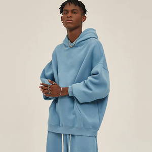 Sweat à capuche pour homme de haute qualité, personnalisé, en noir uni, avec capuche, en polyester/coton, pour l'hiver - Product Image 2