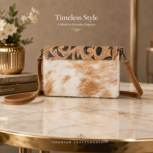Portefeuille en cuir de vachette véritable fait main Coral Accentua pour femme, porte-cartes RFID en cuir véritable, pochette de voyage style western - Product Image 3
