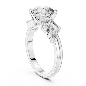 TRENDY 2CT LAB GROWN DIAMOND LUXURY <b>RING</b> <b>SET</b> 18KT WHITE <b>GOLD</b> RHODIUM PLATED 0.6CT CUT SIDE STONE ENGAGEMENT WEDDING PARTY WEAR - Product Image 2