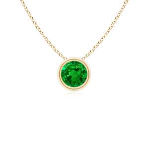 14K <b>Solid</b> <b>Gold</b> Natural Emerald Bezel-Set Round Solitaire <b>Pendant</b> Classic Fine Jewellery Wedding Anniversary Gift For Her 2026 - Product Image 1