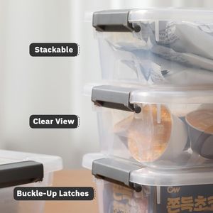Contenitori di Plastica Trasparente con Manico Grigio e Coperchi Resistenti, Scatole Impilabili per Organizzazione e Conservazione Artigianale - Product Image 2