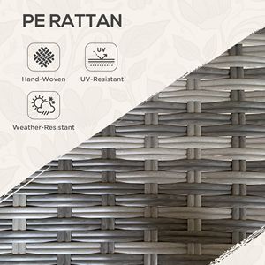 Tavolino da Esterno in Vimini Intrecciato a Mano con Ripiano Portaoggetti, Grigio Misto con Piano in Vetro Effetto Ondulato - Product Image 6