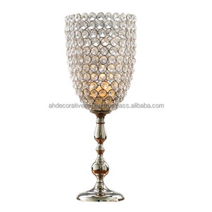 Hot Luxury <b>Silver</b> Crystal Beaded <b>Candle</b> <b>Holder</b> Hot Selling Decorative Metal Crafted Handmade <b>Candle</b> <b>Holder</b> for Table Decoration - Product Image 2