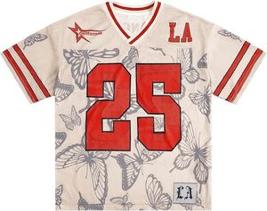 Custom Vintage Mesh 100% Cotton Soccer Jersey V-Neck Short Sleeve Sports Shirt for Number Print Oversized Streetwear <b>Top</b> - Product Image 1