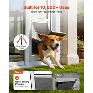 Adjustable Height Dog Door for <b>Sliding</b> Glass 75 7/8" to 80 11/16" Aluminum Alloy Frame Flap Lock Design <b>Large</b> for Larger Dogs - Product Image 5