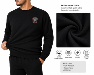 Sudadera Personalizada al por Mayor para Hombre, Cuello Redondo, Forrada, Estilo Urbano, Color Negro, Logotipo Personalizado, Corte Regular, Informal, Primavera, Tejido 100% Algodón - Product Image 5