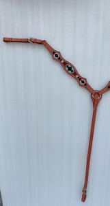 Collier de poitrine en cuir véritable de vachette style western, personnalisable, léger, orné de perles, saisonnier, vente en gros OEM/ODM - Product Image 3