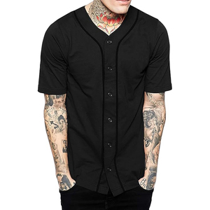 Black Baseball Jersey Plain V Neck Full Button <b>Down</b> Sportswear 100 Percent Polyester Mesh Athletic Training Shirt - Product Image 4