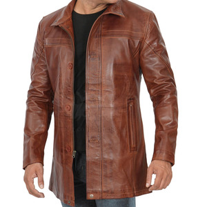 Manteau long en cuir pour homme, prêt pour l'hiver - Écologique, imperméable, respirant, durable, texture douce, confortable, élégant, mode streetwear - Product Image 4