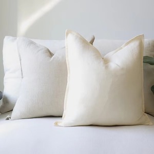 Ruffle Square Linen <b>Cushion</b> <b>Cover</b> Solid Color Pillow Case for <b>Sofa</b> Home European Style - Product Image 4