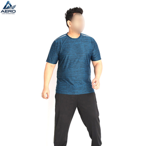 Excellent Fournisseur – Nouveau T-shirt Sportif Homme Bleu à Manches Courtes Col Rond Séchage Rapide Coupe Droite Tricoté Couleur Unie pour le Fitness - Product Image 1