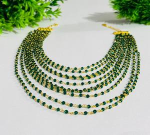 Green Hydro Gemstone 10 Layered Necklace Gold Plated Multi Strand Statement Necklace for Women - Product Image 2