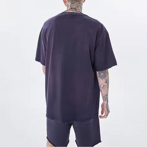 Men's Acid Washed 100% Cotton Street Casual Shorts Shirts Set Summer Outerwear <b>Sun</b> Faded <b>Spray</b> Silk <b>Screen</b> Printed Shorts Set - Product Image 3