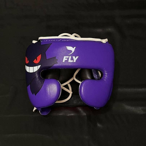 Printed Purple Fly Professional Leather Boxing Gloves Head <b>Guard</b> <b>Groin</b> <b>Guard</b> Set Customized Lace-up Lightweight Breathable - Product Image 2
