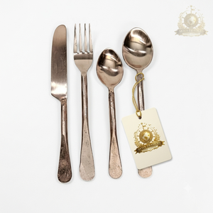 Ensemble de couverts en acier inoxydable de luxe avec manche martelé doré, ensemble de couteaux, fourchettes et cuillères dorés de qualité supérieure avec boîte cadeau - Product Image 6