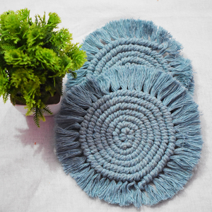 Sous-verres ronds en macramé, style bohème, en coton, pour la table à manger, accessoires de décoration, lot de sous-verres pour la table à manger, pour réchauffer les plats. - Product Image 6
