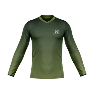 Camiseta Deportiva Casual para Hombre, Personalizada, de Secado Rápido, Manga Larga, Cuello en V, Diseño Sólido, Transpirable, Ecológica, con Logotipo Frontal - Product Image 1