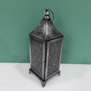 Artisan Design <b>Moroccan</b> Style Iron Candle Lantern <b>Decorative</b> Vintage Home Model L544 Table <b>Decoration</b> 5.5X5.5X15.5" - Product Image 1