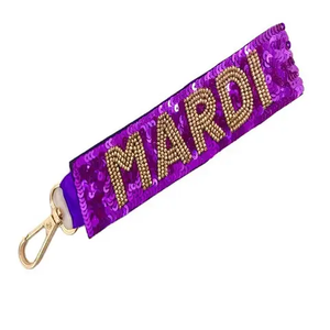 Llavero de cuero multicolor con abalorios de inspiración vintage, accesorio decorativo bordado para bolso o mochila - Product Image 1