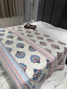 Soft Pure Malmal Mulmul Dohar Woven Traditional Fabric Floral Printed Cotton Cloth for Summer Blanket and Baby <b>Bedding</b> - Product Image 3