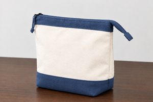 Navy Blue Canvas Light Weight Waterproof Eco-Friendly Small Cosmetic Bag Zipper <b>Makeup</b> Pouch Two Tone for <b>Case</b> Travel - Product Image 1