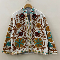 Produit phare en gros : Veste en velours brodée Suzani pour femme, manteau court d'hiver, veste bomber bohème boutonnée, prix d'usine