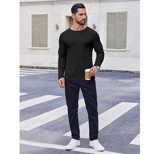 เสื้อยืดผู้ชาย เสื้อฟิตเนส เสื้อยืดออกกำลังกายทรงเข้ารูป เสื้อเพาะกาย แขนยาว ชายเสื้อโค้ง ชุดกีฬา สำหรับออกกำลังกายที่ยิม - Product Image 3