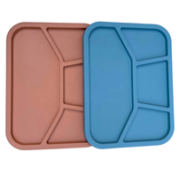 Boîte à lunch bento en silicone, récipient alimentaire divisé avec couvercle, anti-fuite, sans BPA, pliable, multifonction, rangement de cuisine