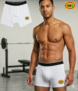 Calzoncillos bóxer de cintura elástica para hombre, 100% algodón transpirable, con logotipo impreso en serigrafía personalizado al por mayor - Product Image 4