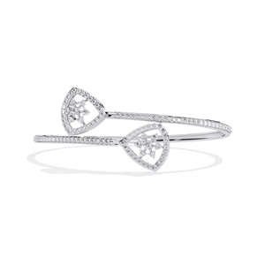 Luxury Women's <b>Gold</b> Plated IGI Certified 15.2g Cuff <b>Bracelet</b> Snowflake Design Round Brilliant Cut Channel Setting Everyday Wear - Product Image 1