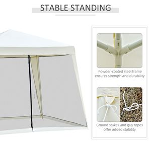 Gazebo da Esterno 10x10 Beige con Pareti Laterali in Rete, Tenda per Feste e Protezione Solare - Product Image 5