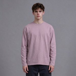 Men's Basic White Crew Neck <b>T</b> <b>Shirt</b> 100% Cotton Long Sleeve Straight Fit Minimalist Casual Wear Wholesale Apparel Supplier - Product Image 3