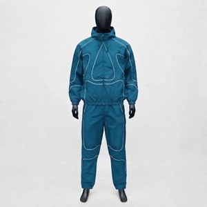 Men's Teal Blue 100% <b>Nylon</b> Windbreaker Tracksuit Set Lightweight Hooded Full Zip Jacket 2 1 Matching <b>Jogger</b> Pants Reflective - Product Image 5