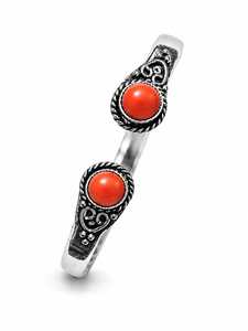 Boho Coral Classic Brass Open <b>Cuff</b> Bangle <b>Silver</b>/Gold Plated Bezel Set Unisex Gift Statement <b>Bracelet</b> Town - Product Image 1