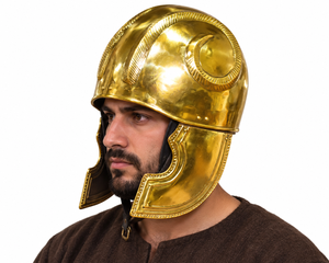 Casque Sarmatien Maeotien en laiton, technique artisanale, objet de collection d'art de personnage grec pour le cinéma et la télévision - Product Image 1
